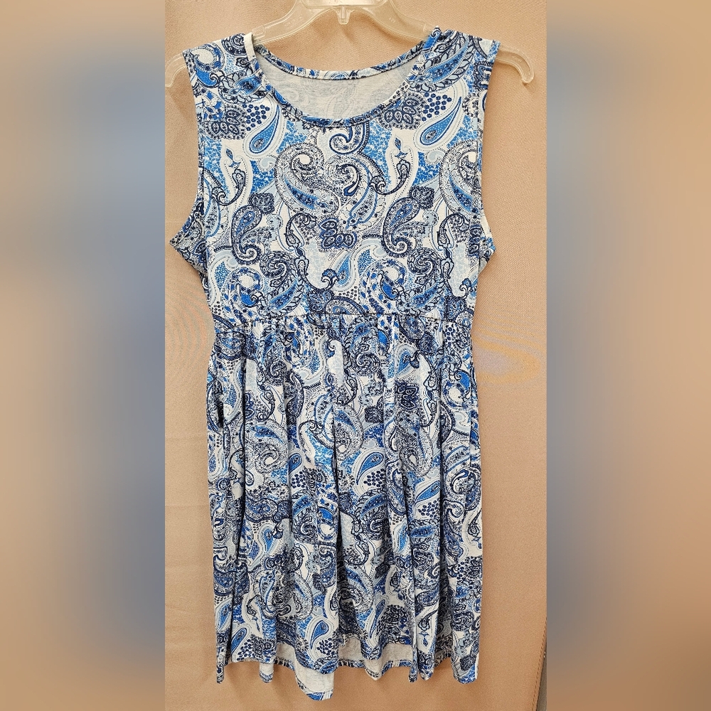 Blue and White Paisley Dress